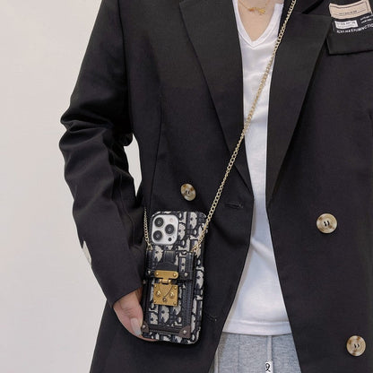 Custodia per iPhone in tessuto con borsa per carte di moda