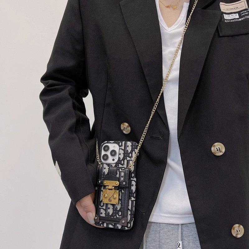 Custodia per iPhone in tessuto con borsa per carte di moda