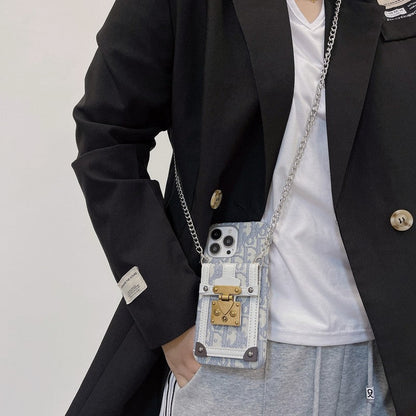 Custodia per iPhone in tessuto con borsa per carte di moda