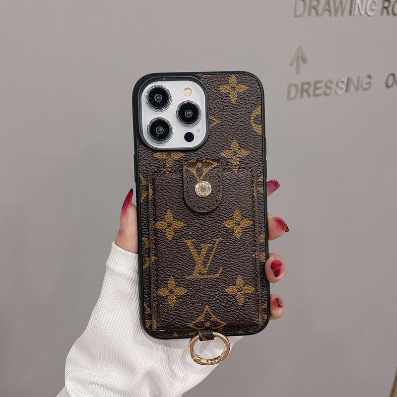 حقيبة بطاقات فاخرة ذات لون كلاسيكي لفون iPhone