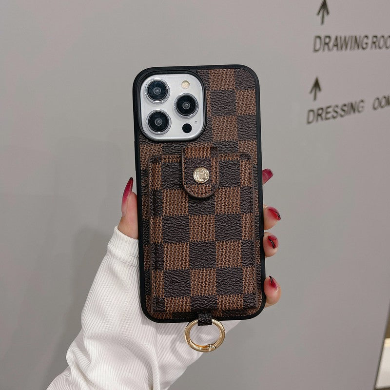 حقيبة بطاقات فاخرة ذات لون كلاسيكي لفون iPhone