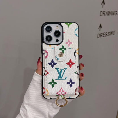 حقيبة بطاقات فاخرة ذات لون كلاسيكي لفون iPhone