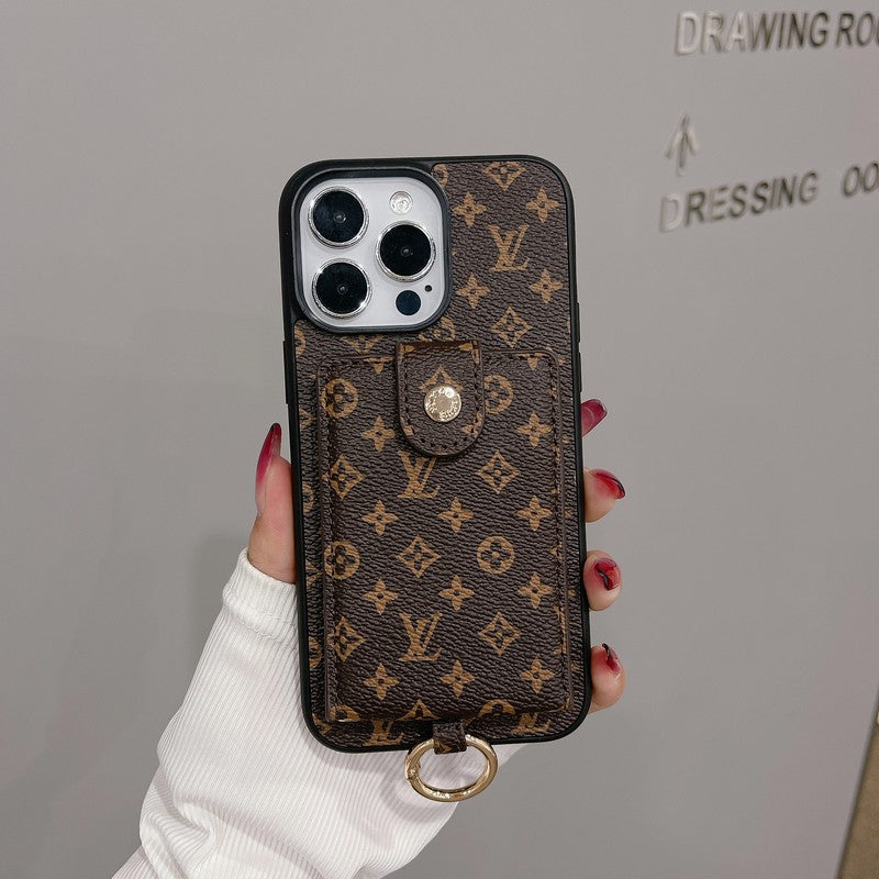 حقيبة بطاقات فاخرة ذات لون كلاسيكي لفون iPhone