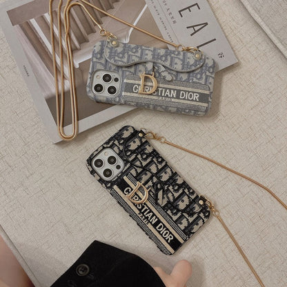 Fashion Black & Grå stofkorttaske Crossbody iPhone-etui