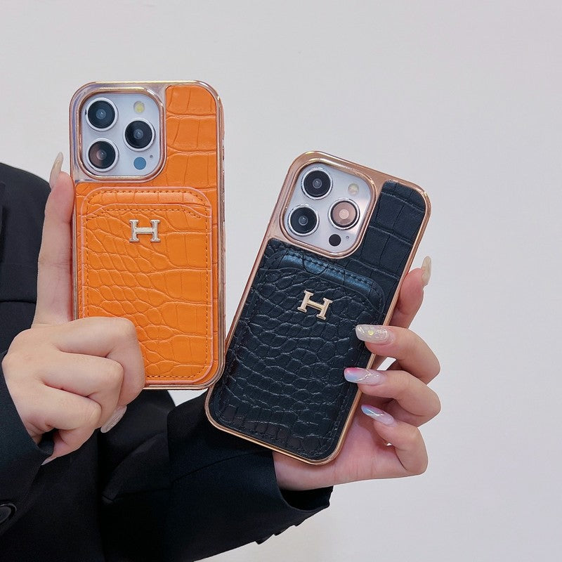 H Rose guld læder cover til iPhone