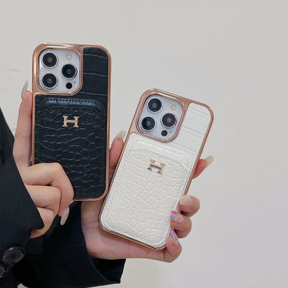 H Rose guld læder cover til iPhone