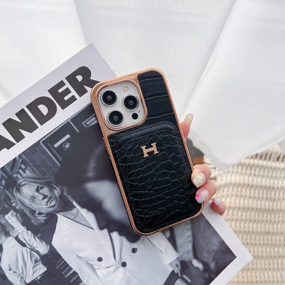 H Rose guld læder cover til iPhone
