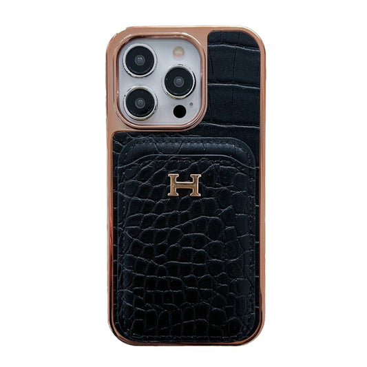 H Rose guld læder cover til iPhone
