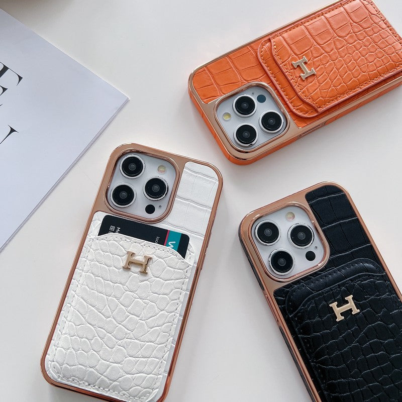 H Rose guld læder cover til iPhone