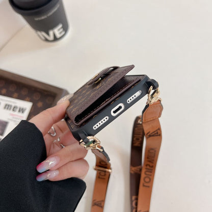Custodia per iPhone a tracolla di lusso con borsa per carte