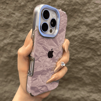 حافظة iPhone مخملية ذات ملمس ثلجي مع إطار مطلي بالكهرباء