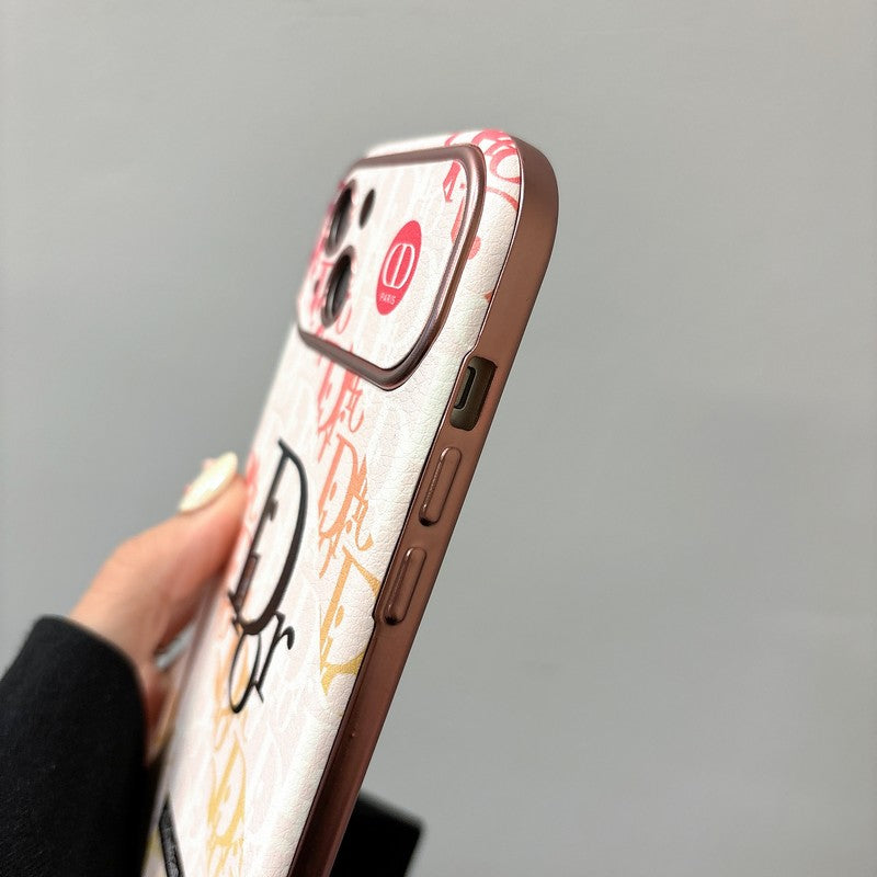 Fashion White & Brun farvet læder iPhone-cover