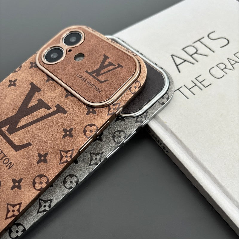 Luksus brun & Sort farvet læder-iPhone-cover