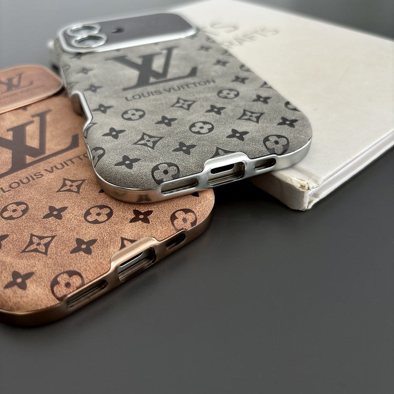 Luksus brun & Sort farvet læder-iPhone-cover