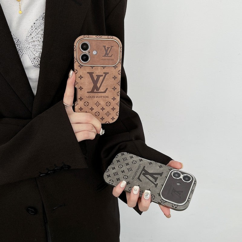 Luksus brun & Sort farvet læder-iPhone-cover