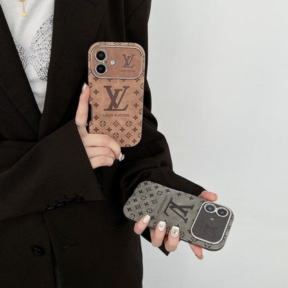Luksus brun & Sort farvet læder-iPhone-cover