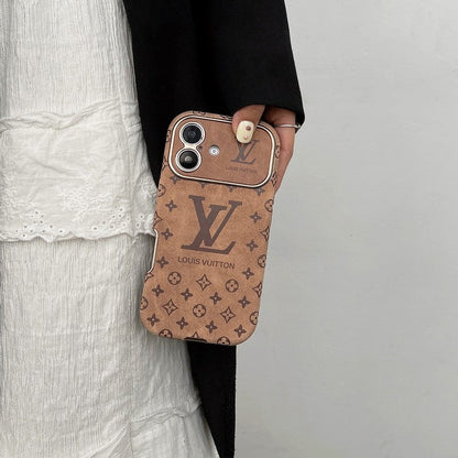 Luksus brun & Sort farvet læder-iPhone-cover