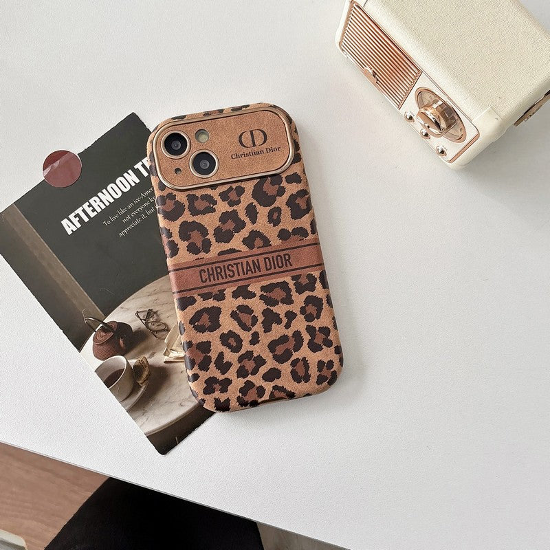 Custodia per iPhone in pelle di colore marrone moda