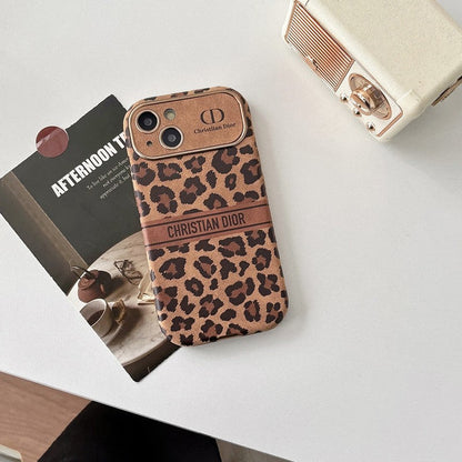 Custodia per iPhone in pelle di colore marrone moda