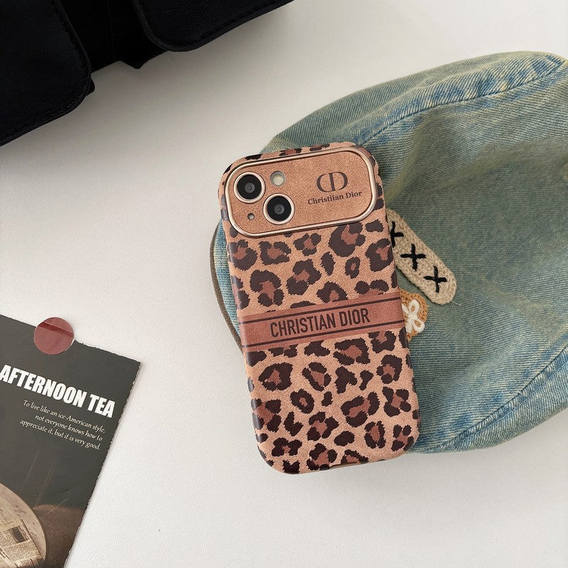 Custodia per iPhone in pelle di colore marrone moda