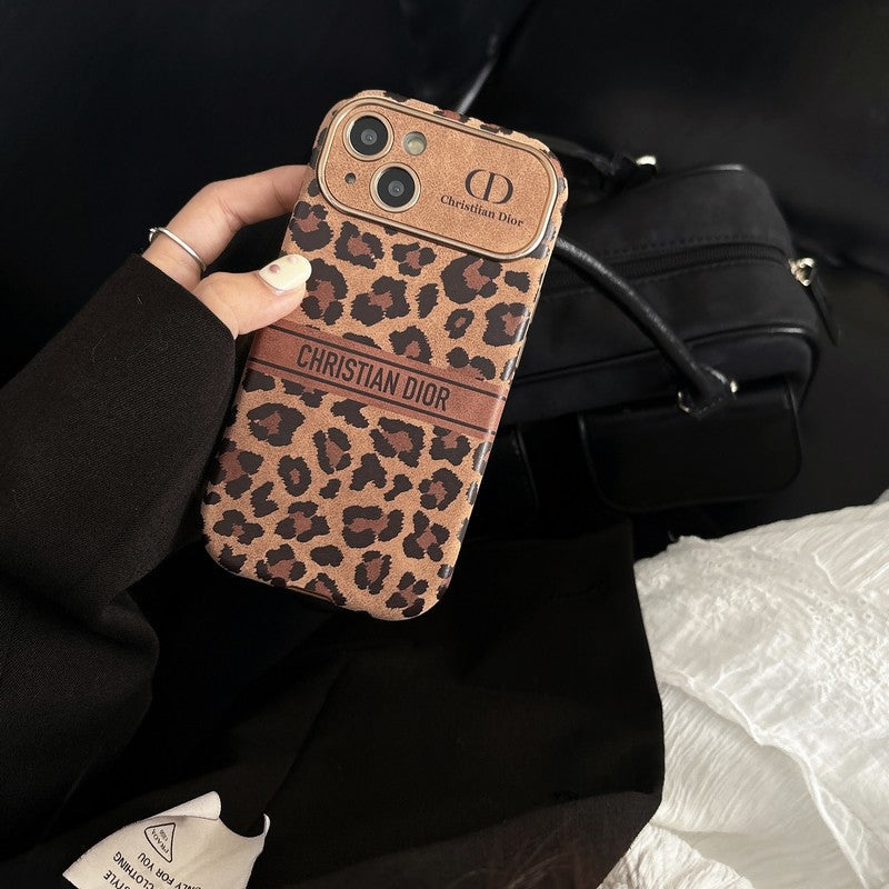Custodia per iPhone in pelle di colore marrone moda