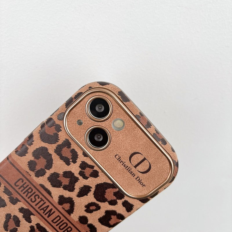 Custodia per iPhone in pelle di colore marrone moda