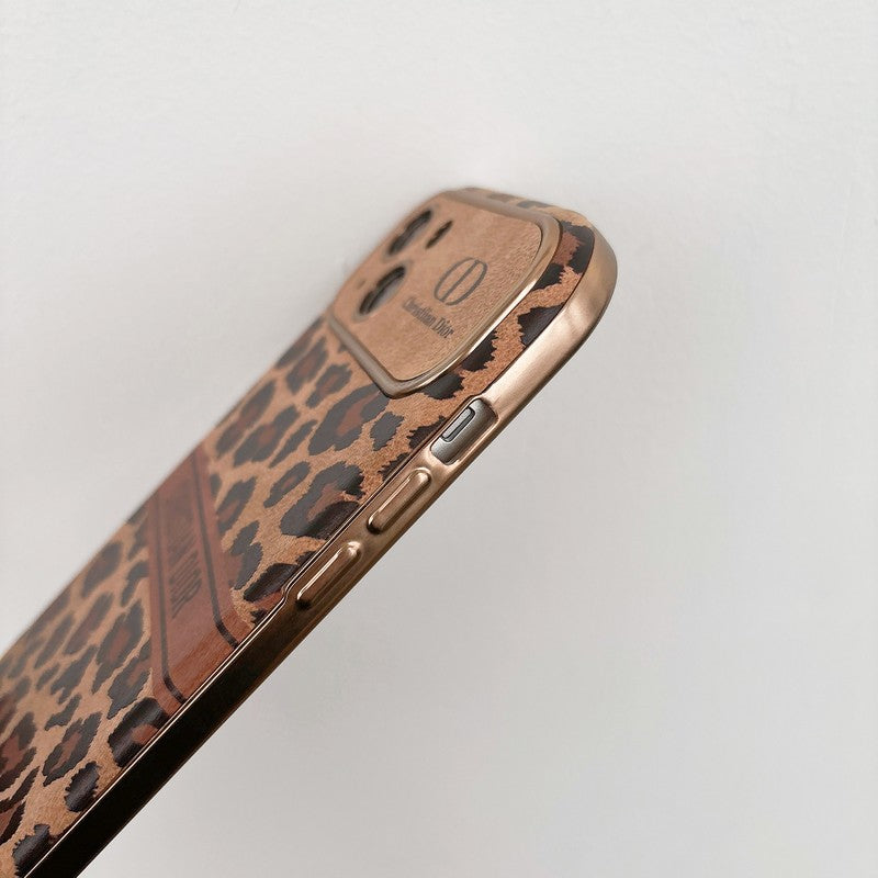 Custodia per iPhone in pelle di colore marrone moda