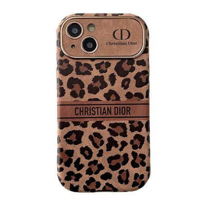 Custodia per iPhone in pelle di colore marrone moda