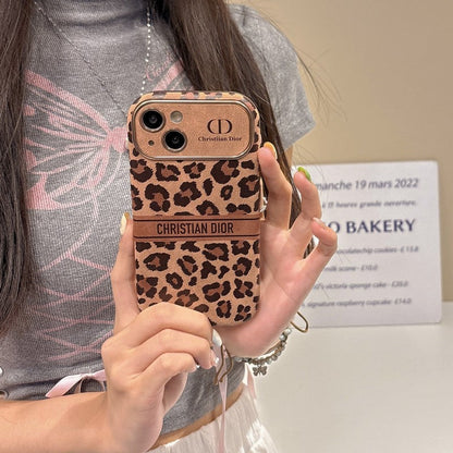 Custodia per iPhone in pelle di colore marrone moda