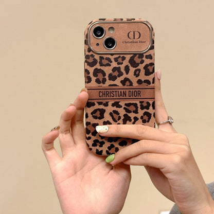 Custodia per iPhone in pelle di colore marrone moda