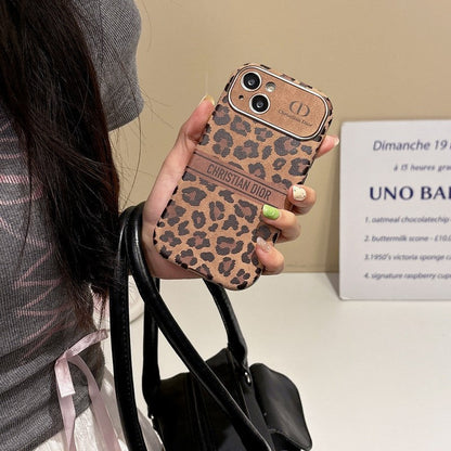 Custodia per iPhone in pelle di colore marrone moda