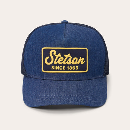 Cappellino da camionista con toppa 1865 in denim scuro