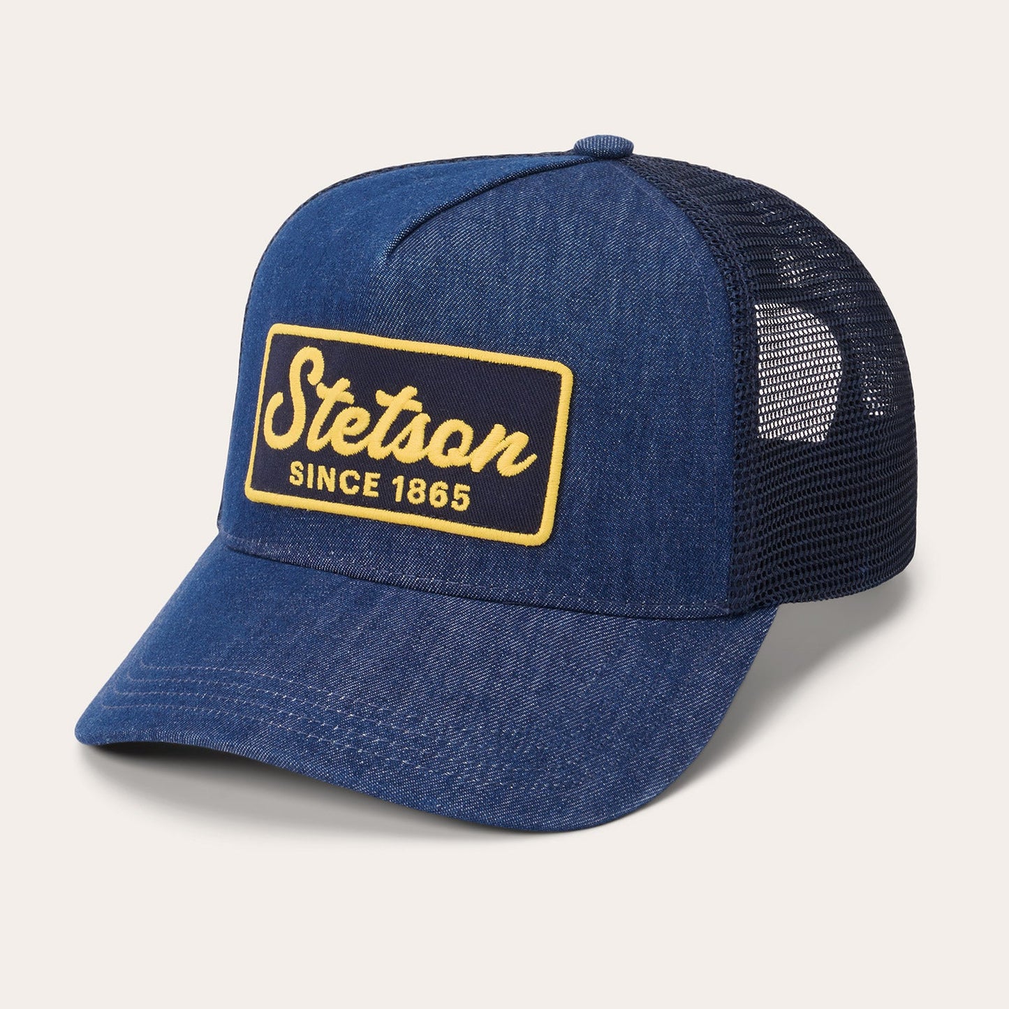Cappellino da camionista con toppa 1865 in denim scuro