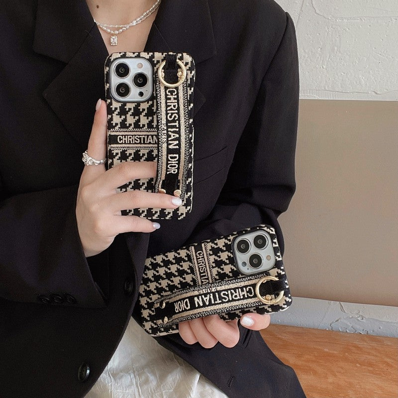 Custodia per iPhone con cinturino alla moda pied de poule