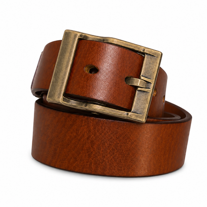 Premium Waxed Genuine Leather Belt | Heritage Brass Buckle