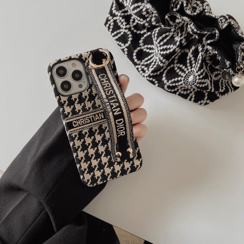 Custodia per iPhone con cinturino alla moda pied de poule