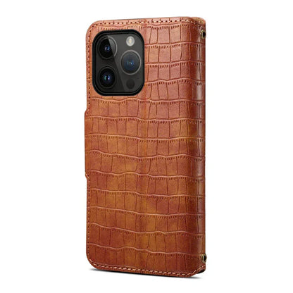 Alligator Print iPhone-etui med pung og rem