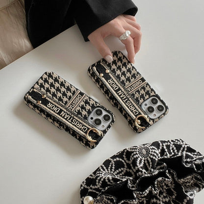 Custodia per iPhone con cinturino alla moda pied de poule
