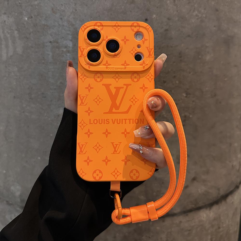 Coque iPhone à motif de relief de luxe avec dragonne détachable