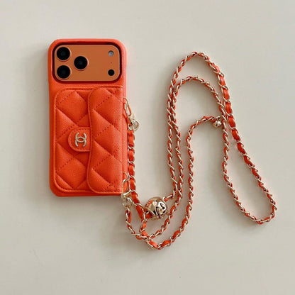 Luksus Wallet iPhone-etui med hånd-/crossbody-kæde
