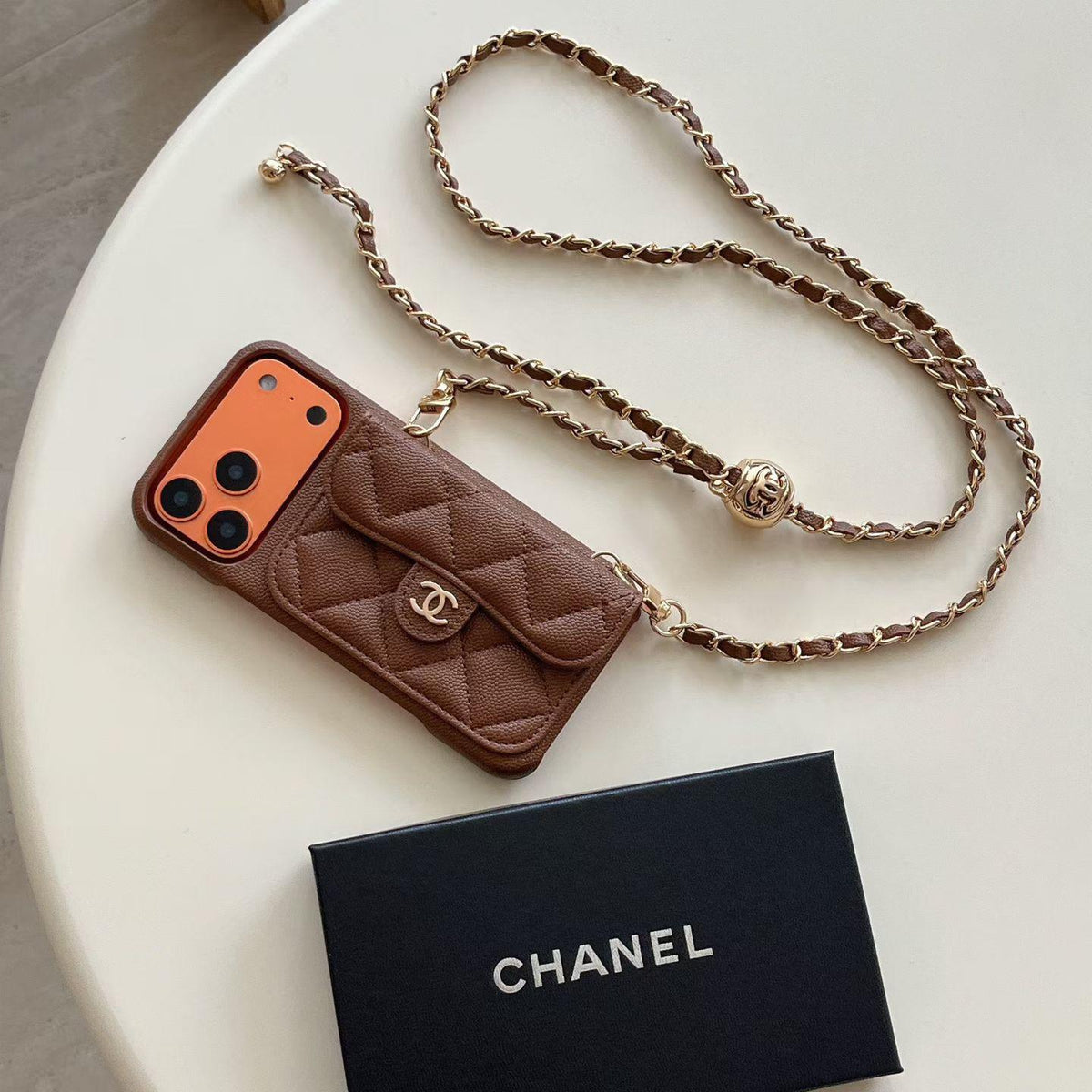 Luksus Wallet iPhone-etui med hånd-/crossbody-kæde