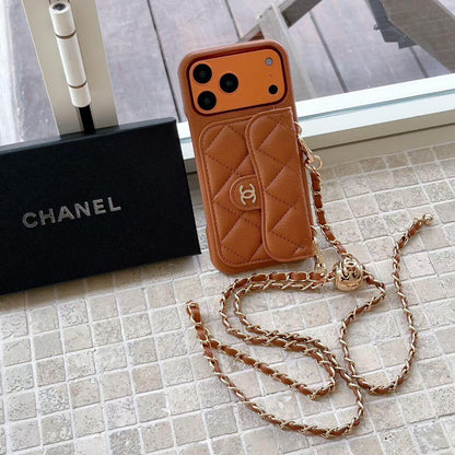Luksus Wallet iPhone-etui med hånd-/crossbody-kæde