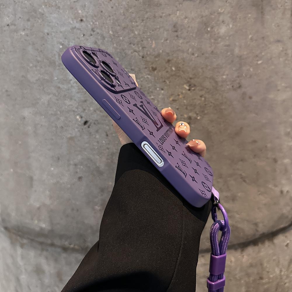 Coque iPhone à motif de relief de luxe avec dragonne détachable