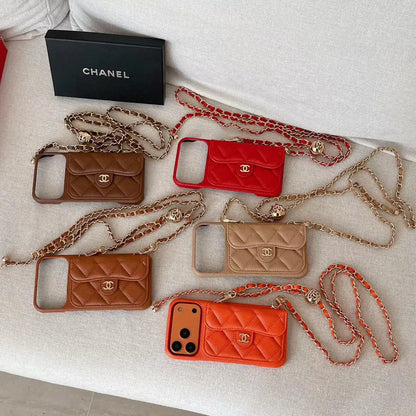 Luksus Wallet iPhone-etui med hånd-/crossbody-kæde
