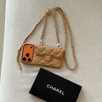 Luksus Wallet iPhone-etui med hånd-/crossbody-kæde