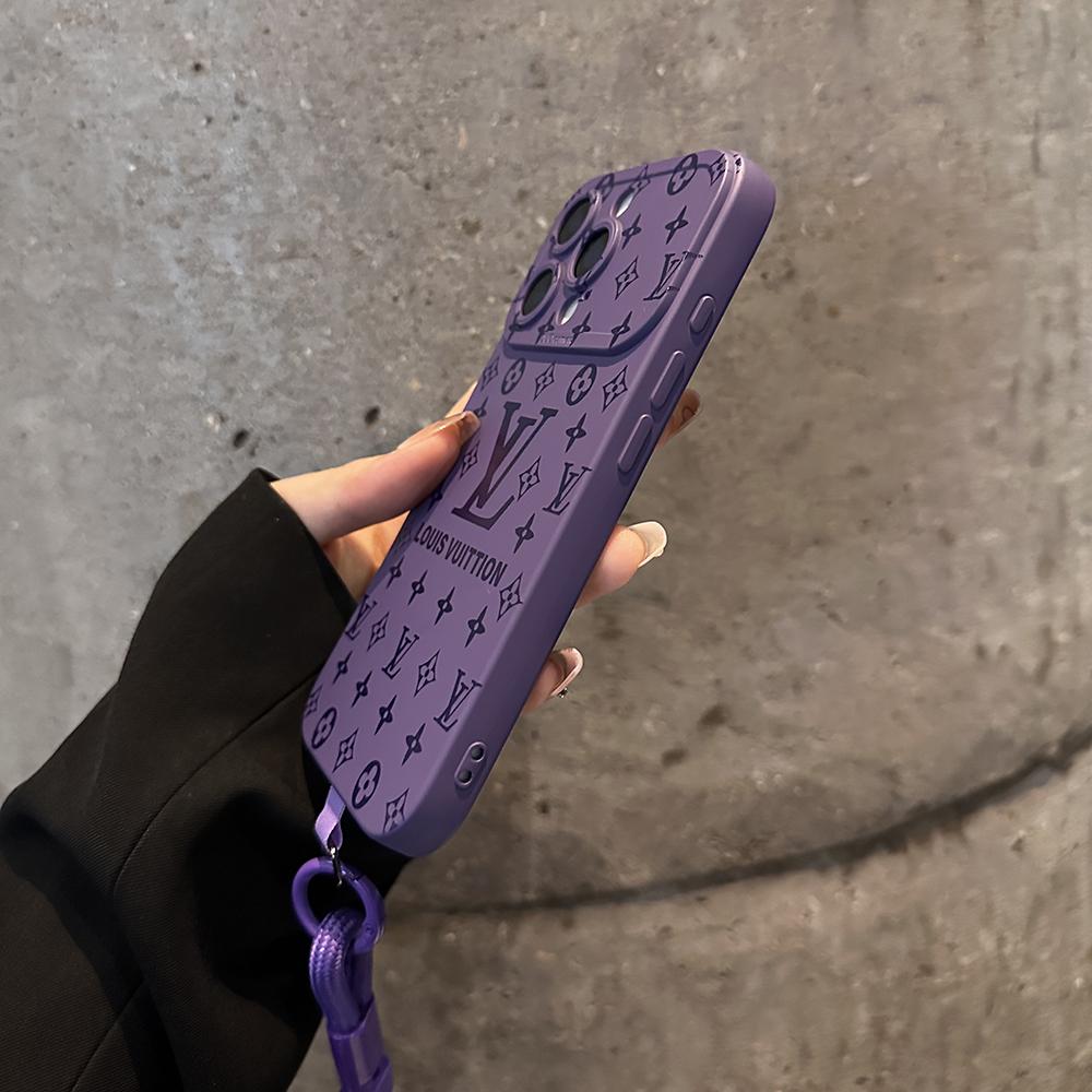 Coque iPhone à motif de relief de luxe avec dragonne détachable