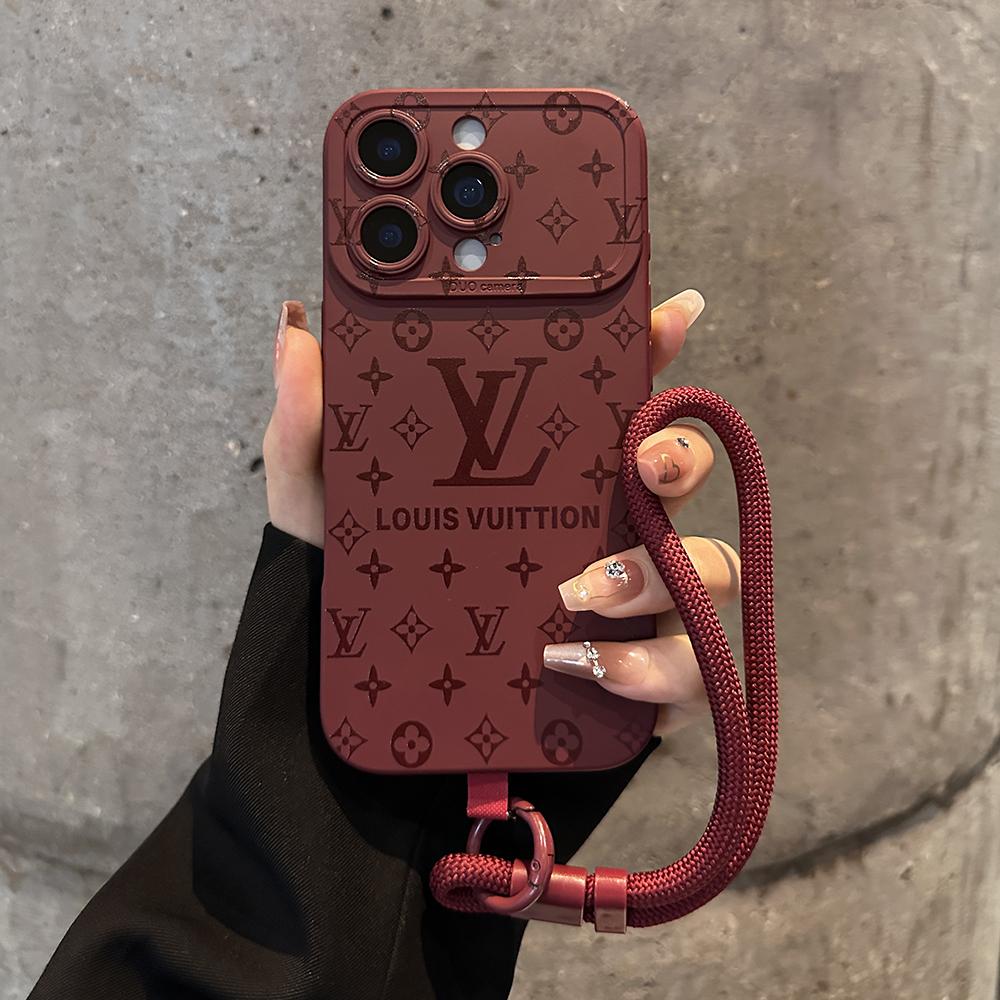 Coque iPhone à motif de relief de luxe avec dragonne détachable