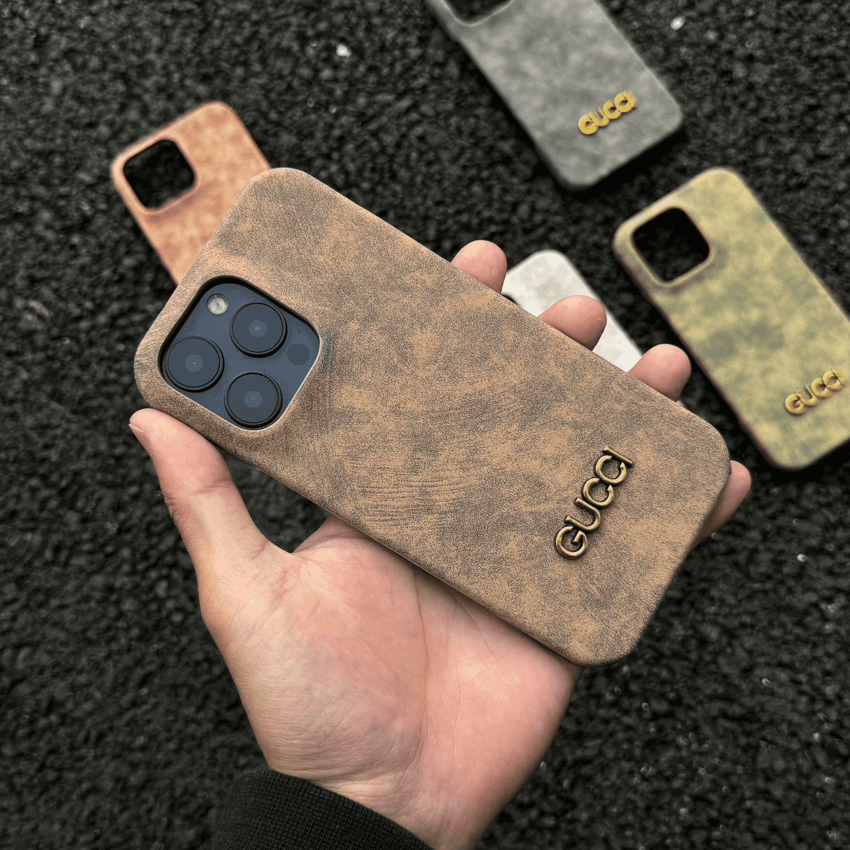 Klassisk iPhone-etui i vintage ruskindsstil