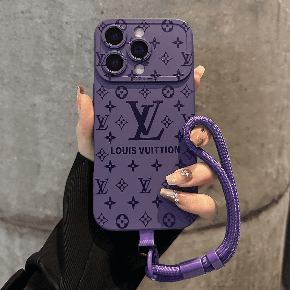 Coque iPhone à motif de relief de luxe avec dragonne détachable