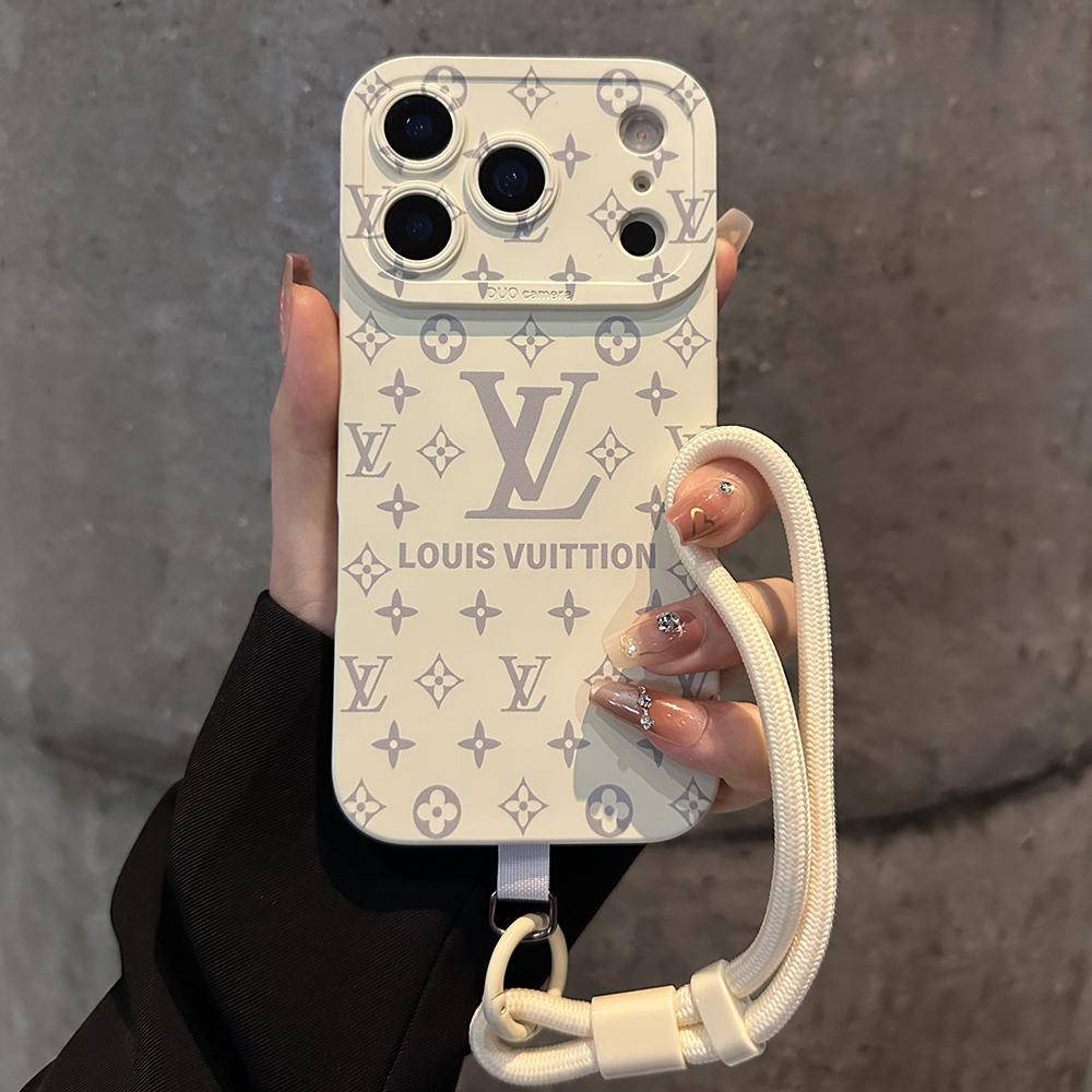 Coque iPhone à motif de relief de luxe avec dragonne détachable